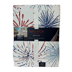 Nautica Tablecloth Americana Red White Blue 4th of July‎ 60"x 84" Fireworks